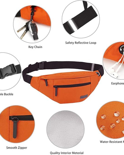 MAXTOP Large Crossbody Fanny Pack with 4-Zipper Pockets,Gifts for Enjoy Sports Festival Workout Traveling Running Casual Hands-Free Wallets Waist Pack Phone Bag Carrying All Phones