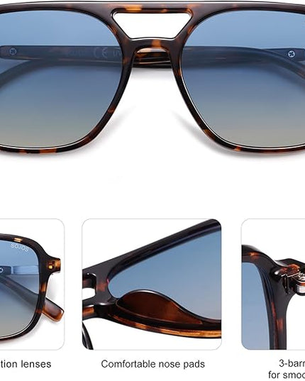 SOJOS Retro Aviator Sunglasses for Women Men,Trendy Rectangle Womens Mens Shades Sun Glasses SJ2202