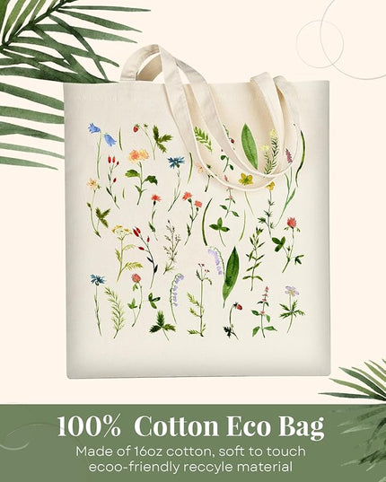 AUSVKAI Canvas Tote Bag Aesthetic for Women, Cute Reusable Cloth Cotton Bags for College Shopping Beach Grocery Trendy Gifts