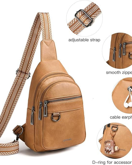 7L Sling Bag for Women Men Vegan Leather Crossbody Bags Fanny Pack Purse Backpack Over Shoulder Bag Travel Anti Theft