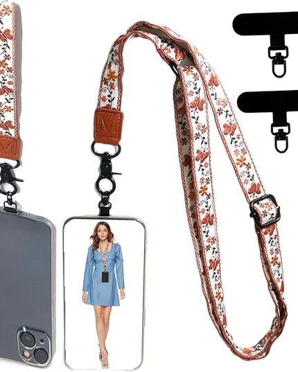 Adjustable Lanyard for Phone, Camera, Name Tags, ID card, Keychain and Wristlet Straps with 2 phone pads(Black)