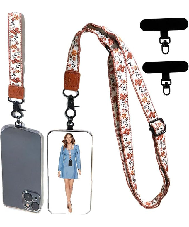 Adjustable Lanyard for Phone, Camera, Name Tags, ID card, Keychain and Wristlet Straps with 2 phone pads(Black)