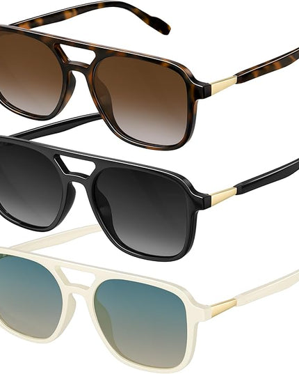 Retro Aviator Sunglasses for Women Men:Polarized Trendy Vintage 70s Rectangle Womens Shades Sun Glasses UV Protection