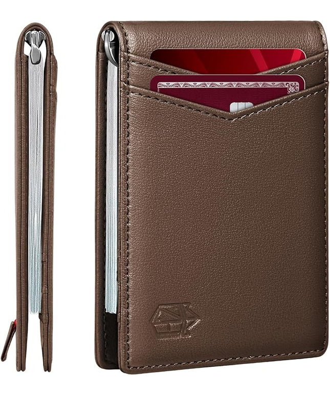 Zitahli Wallet for Men-6 Slots ID Window-Mens Wallets-Slim Wallet Classic Spring Money Clip RFID Blocking-Gift for Men