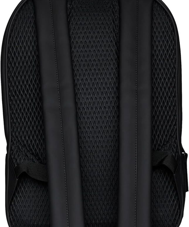 RAINS Book Daypack Large Black Laptop Backpack for Men and Women, Waterproof Black Minimalist Commuter Bag with 15”-16"