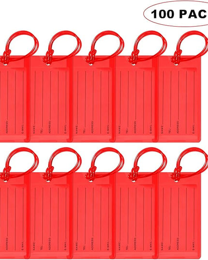100 Pack Luggage Tags for Suitcases, Airplane Travel Essentials for Flying, International Travel Must Haves, and Luggage Accessories by Sodsay
