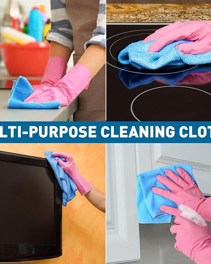 Blue Microfiber Towels Bulk-400 Pack, Cleaning Cloths Bulk, Microfiber Towels for Cars, Cleaning Rags Blue (12x12 inches)