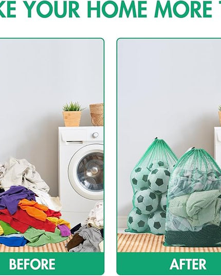 Berlune 30 Pack Large Mesh Laundry Bags, 24 x 36 Inch Bulk Wash Set with Drawstring for Commercial Use, Dorms, Vacation Rentals, Laundromats, Apartments & Facilities(Green)