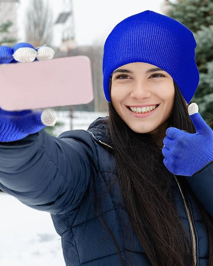 48 Pcs Bulk Winter Knit Beanies Gloves Men Women Warm Beanie Touchscreen Gloves Set Cozy Winter Accessories