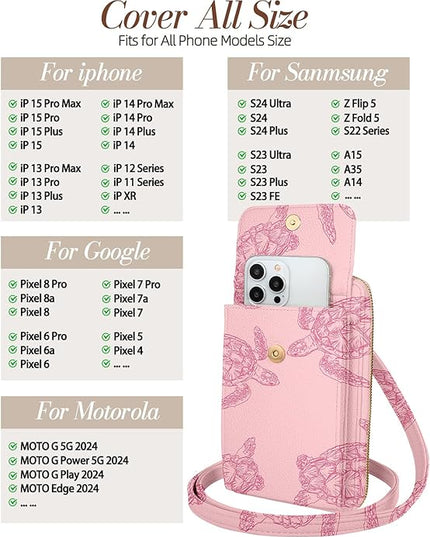Cute Small Crossbody Purse Cell Phone Bags for Women - Leather Cellphone Wallet Purse with Shoulder Strap