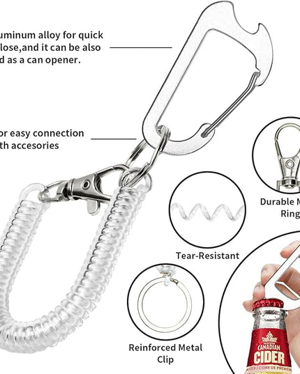 Phone Tether Lanyard Anti Theft Phone Strap with Carabiner Anti-drop Outdoor Skiing Hiking Cycling fishing Climbing fit iPhone and Most Cell Phone (Black+Transparent)