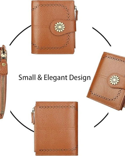 Lavemi Womens Leather Wallet Small Compact RFID Blocking Credit Card Case Purse with Zipper Pocket | Small, Compact, RFID Blocking, Zipper Pocket, Small, Compact