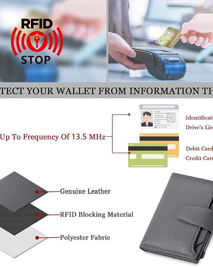 Airkit Small Wallet Women RFID Blocking Soft Leather Bifold Compact Card Holder Wallet for Women with Zipper Coin Pocket 4 ID Window