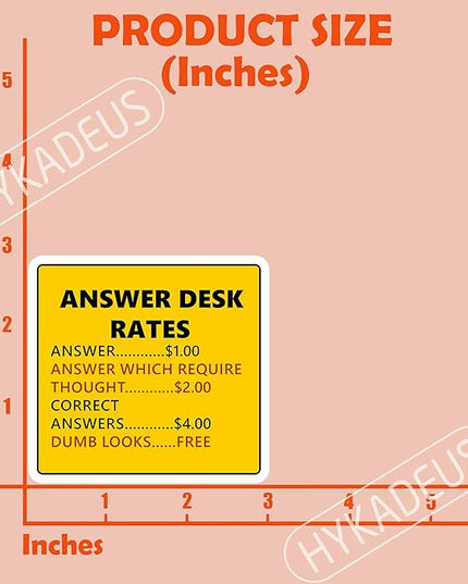 (3Pcs) Answer Desk Rates Stickers Humorous Quotes for Office Decor, Hilarious Funny Gag Gifts for Coworkers Sarcastic Waterproof Vinyl Decal for Water Bottle Desk Laptop Phone Scrapbook, 3" x 2.8"