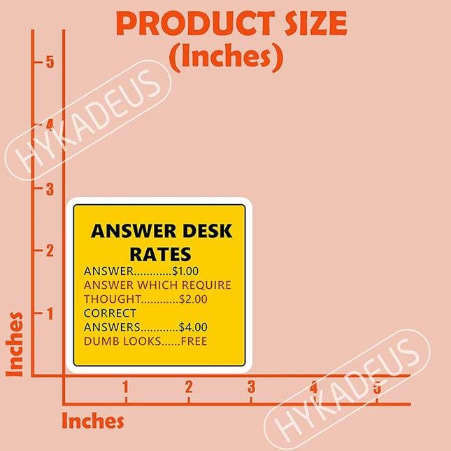 (3Pcs) Answer Desk Rates Stickers Humorous Quotes for Office Decor, Hilarious Funny Gag Gifts for Coworkers Sarcastic Waterproof Vinyl Decal for Water Bottle Desk Laptop Phone Scrapbook, 3" x 2.8"