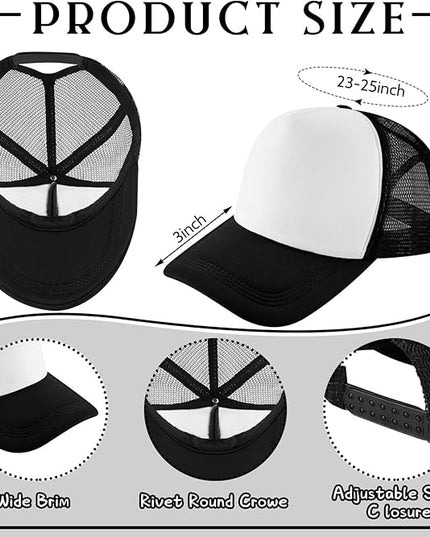 Hercicy 40 Pack Sublimation Blank Trucker Hat Bulk Baseball Cap Adjustable Mesh Unisex Polyester Hat Heat Transfer