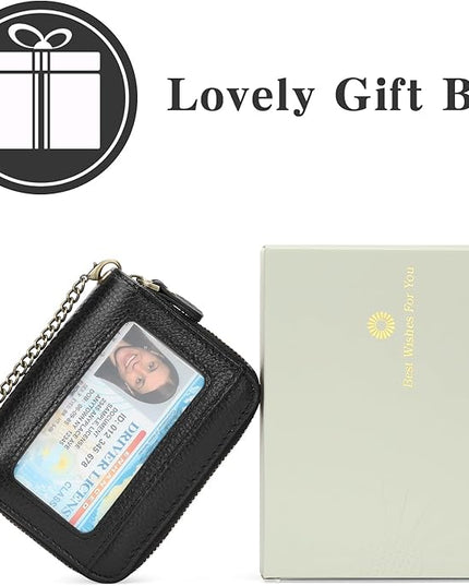 GOIACII Small Genuine Leather Wallet for Women, RFID Blocking Credit Card Holder Wallet