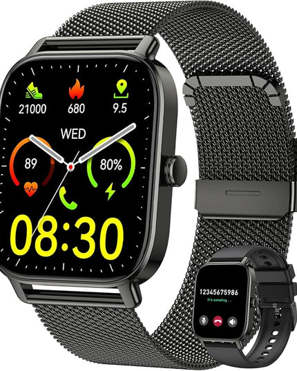 Smart Watch for Women Men Fitness: Waterproof Make Answer Call Digital Mens Watches Running Pedometer Smartwatch for Android Phone iPhone Samsung Compatible Heart Rate Monitor SpO2 Step Tracker