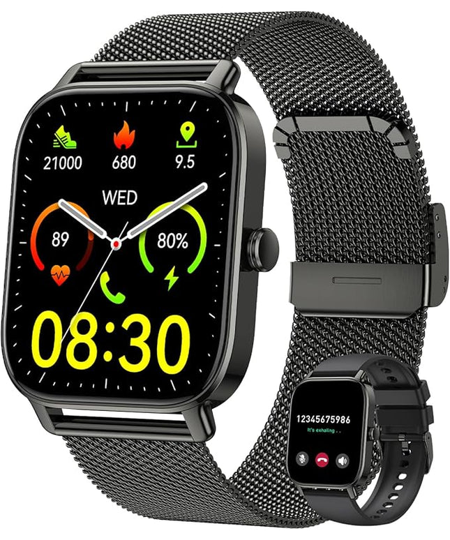 Smart Watch for Women Men Fitness: Waterproof Make Answer Call Digital Mens Watches Running Pedometer Smartwatch for Android Phone iPhone Samsung Compatible Heart Rate Monitor SpO2 Step Tracker