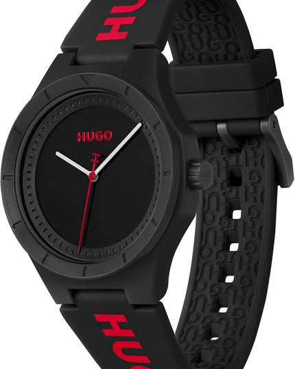 HUGO #LIT for HIM Men's 3H Quartz Silicone Wristwatch - Water Resistant up to 5ATM/50 Meters, Fun, Colorful and Easy to Wear
