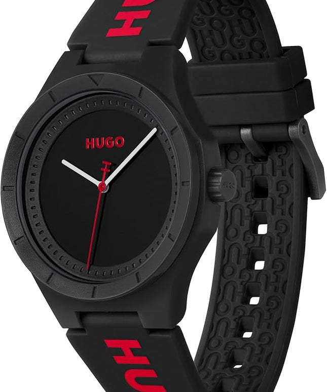 HUGO #LIT for HIM Men's 3H Quartz Silicone Wristwatch - Water Resistant up to 5ATM/50 Meters, Fun, Colorful and Easy to Wear