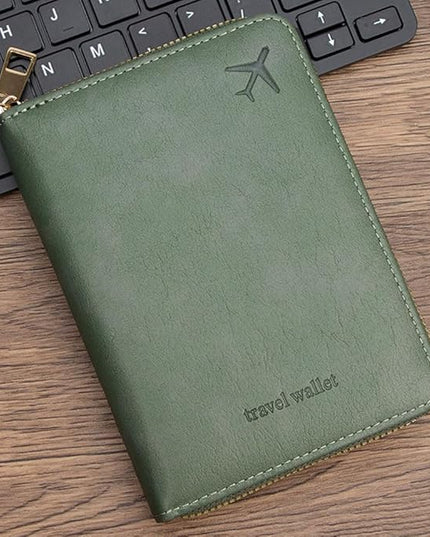 Passport Holder for Travel Women and Men RFID Passport Holder with Card Slots Holder Passport Case Passport cover Passport Wallet Travel Essentials and Accessories (Short Zipper, SZ-Olive)