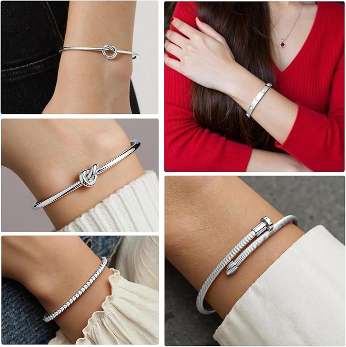 18 K Gold Plated Love Bangle Bracelet Stack Cuff Jewelry for Women Jewelry Set for Women Gift with Box