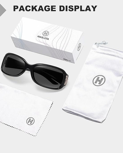 HAOLOTA Women's Polarized Sunglasses - Fashionable Wraparound Butterfly Design with UV400 Protection