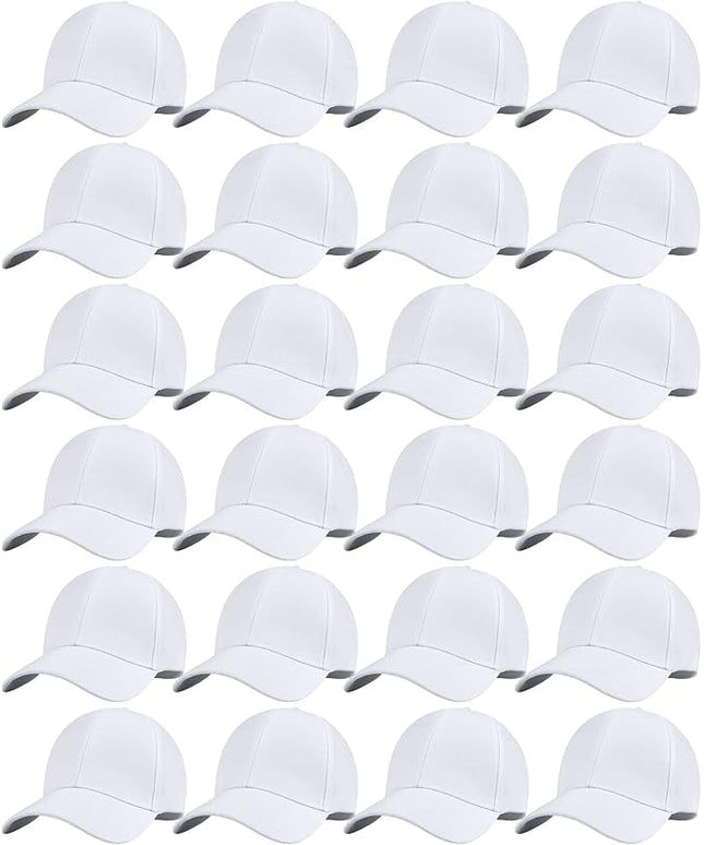 Handepo 24 Pcs Blank Baseball Cap Adjustable Back Strap Plain Blank Camouflage Hat Unisex Baseball Cap for Trucker Men Women