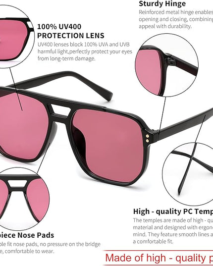 FEISEDY Retro Square Aviator Sunglasses Women Men 70s Vintage Trendy Plastic Frame Sun Glasses B2835