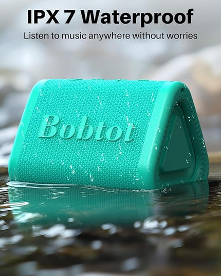 Bobtot Portable Bluetooth Speaker Wireless, IPX7 Small Shower Speaker Waterproof, 15H Playing Time, Loud and Stereo Sound with Bass, TWS Pairing for Party, Camping, Travel, Green