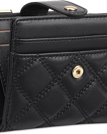 FALAN MULE Small Wallets Woman Leather Bifold RFID Blocking Card Holder With Zipper Coin Pocket