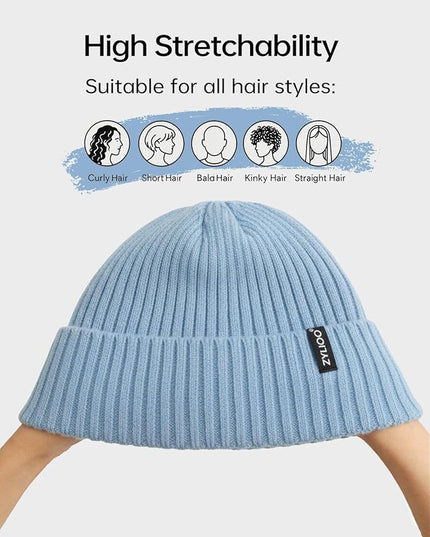 Zylioo Plus Size Fleece Lined Beanie Hat,2XL/XL/L/M/S Thermal Knitted Hat,Winter Warm Lined Snow Hats for Women Men