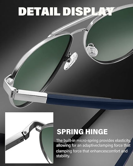 Joopin Polarized Metal Aviation Sunglasses Men, Classic Military Sun Glasses Women, Rectangle Shades UV400 Protection Costume