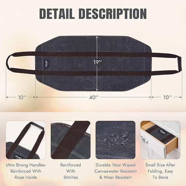 INNO STAGE Canvas Wood Carriers Log Tote Bag,40"X19" Firewood Holder,Fireplace Wood Stove Accessories