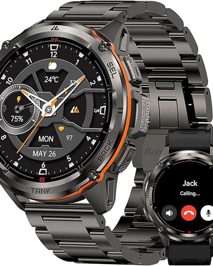 AMAZTIM GPS Smart Watch for Men, 6 Satellite Positioning, Compass, Stainless Steel Body, 50M Waterproof, 470mAh Extra-Large Battery, Answer/Make Call, 1.43" AMOLED Screen, Compatible for Android iOS