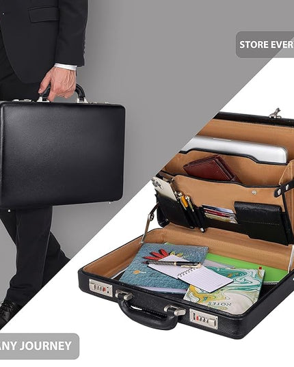 DA LV Full Grain Leather Briefcase for Men - Business Laptop Bag - Imported Handmade Leather Bag - Attache -Men Gifts