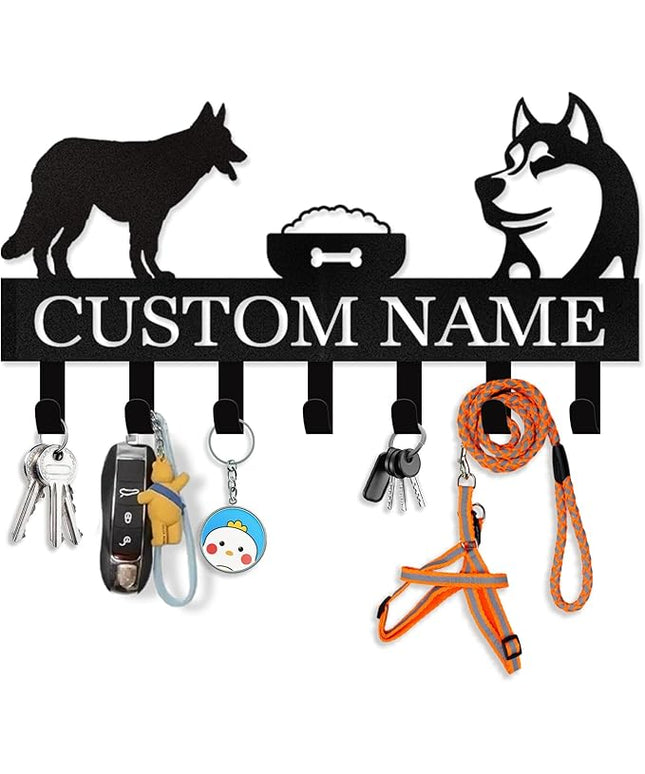 Personalized Dog Leash Holder for Wall - Custom Dog Leash Holder for Wall with Pet's Name, Metal Dog Stuff Storage Organizer, Dog Leash Hangers for Wall, Dog Decor Gifts for Entryway, Farmhouse