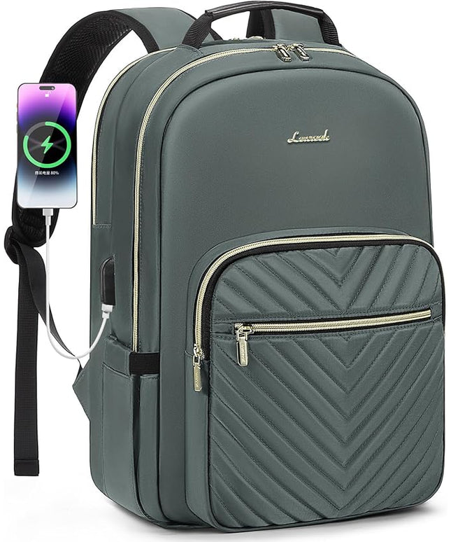 LOVEVOOK Laptop Backpack for Women 15.6 inch,Cute Womens Travel Backpack Purse,Professional Laptop Computer Bag,Waterproof Work Business College Teacher Bag Carry on Backpack with USB Port,Grass Green