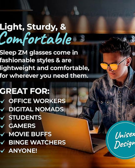 100% Blue Light Blocking Glasses - Women + Men - Better Sleep - Anti Eye Strain Protection - Computer Screens Gaming