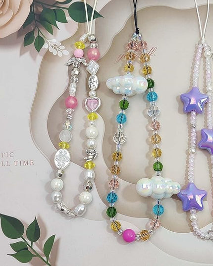 Phone Charms Cute Beaded Phone Lanyard Wrist Strap Aesthetic CellPhone Keychain Cute PhoneCharms for Women
