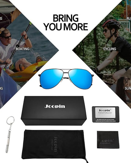 Joopin Polarized Metal Aviation Sunglasses Men, Classic Military Sun Glasses Women, Rectangle Shades UV400 Protection Costume