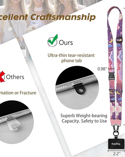 Phone Lanyard Crossbody, Clouds Cell Phone Strap for Around The Neck Adjustable, Anti Theft Cute Lanyard for iPhone Case ID Holder Keys Accessories Travel Essential