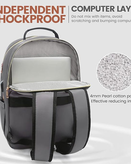 LOVEVOOK Laptop Backpack for Women 18.4 inch,Cute Womens Travel Backpack Purse,Professional Laptop Computer Bag,Waterproof Work Business College Teacher Bag Carry on Backpack with USB Port,Purple Gray