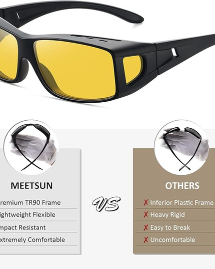 MEETSUN Fit Over Glasses Sunglasses for Men Women,Wrap Around Sunglasses Polarized UV400 Protection