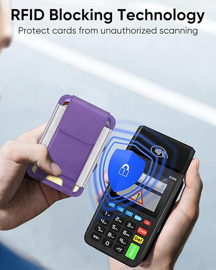 FINPAC MagSafe Wallet, Magnetic Card Wallet Holder for iPhone 17/16/15/14/13/12 Series, Safe RFID Blocking Slim Leather 6 Card Holder for Women Men