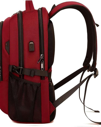 DUSLANG 17 Inch Laptop Backpack for Travel Water Resistant College Backpack for Women Laptop Bag with USB Charging Port and Clear Toiletry Bag, Red A