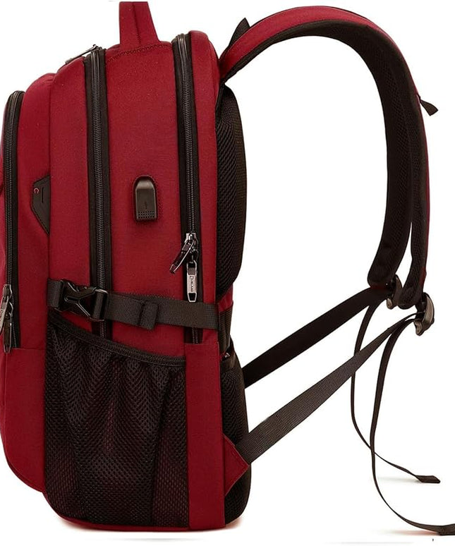 DUSLANG 17 Inch Laptop Backpack for Travel Water Resistant College Backpack for Women Laptop Bag with USB Charging Port and Clear Toiletry Bag, Red A