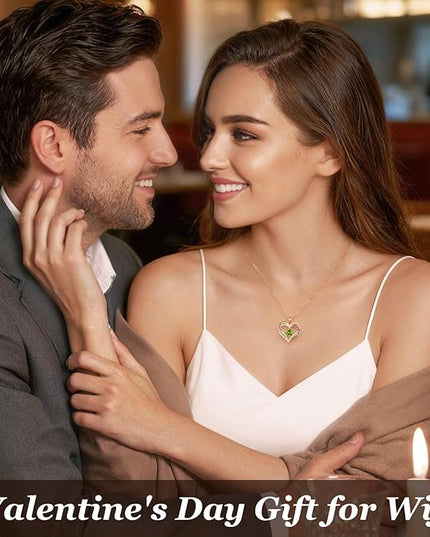 CDE Forever Love Heart Necklaces for Women, Wedding Anniversary, Birthday Mothers Day Christmas Day Gifts for Mom, Mother, Wife, friend, S925 Silver Jewelry with Birthstone Pendant
