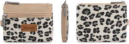 Montana West Wrangler Small Wallet for Women Leopard Print Wristlet Wallets Mini Change Pouch Beige